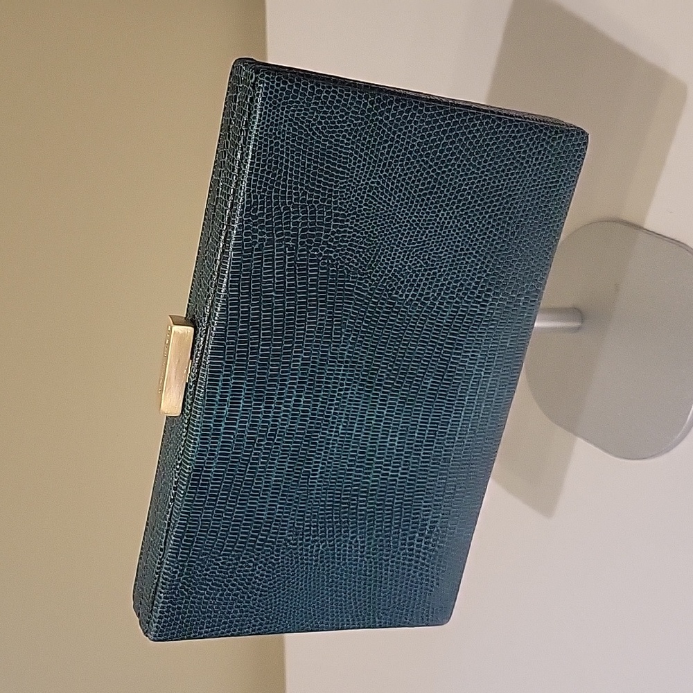 BCBG MAXAZRIA green leather clutch bag
